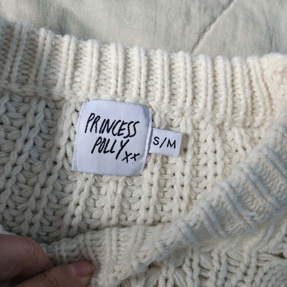 PRINCESS POLLY Kynlee cable knit sweater cream Coastal Small/Medium - Picture 3 of 9